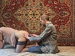 Russian wife gaps asshole wide with huge anal dildo solo