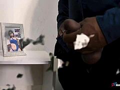 stepdad sneaks in cums on stepdaughter's stuff