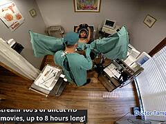 dr tampa turns curly brunette eliza sheilds into latex guinea pig