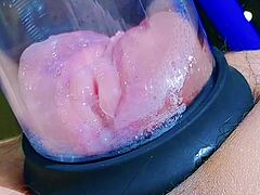 Vacuum Pump Teases Dripping Pussy and Stretching Anus Close-Up