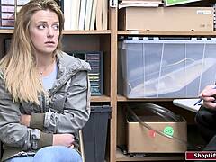 Older cop rips lingerie and facefucks busty office babe deepthroat