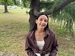 Park Encounter with Cute Brunette Leads to Intense Doggystyle Session