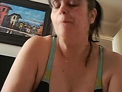stepmom in lingerie tempts me until i explode cum all over her fat latina bbw tits