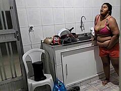 stepmom gets kitchen fucked by stepson with tons of cumshots