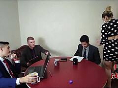 milf employee blowjobs whole crew bareback wet pussy sofa test