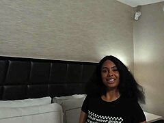 Young ebony teen tricked into fucking huge cock at photoshoot cum facial covered