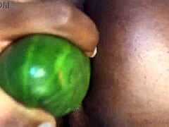 Cucumber Fails To Penetrate Her Tight Hole